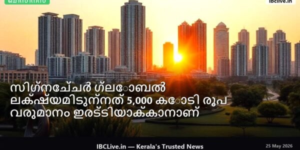 ഒരു കെട്ടിടം പുരോഗമിക്കുന്ന ഒരു നിർമ്മാണ സൈറ്റിൻ്റെ ചിത്രവും പശ്ചാത്തലത്തിൽ ഒരു സാമ്പത്തിക ചാർട്ടും