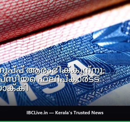 H-1B വിസകളുടെ കുറവും ഫ്ലിപ്പ്കാർട്ട് ലോഗോയും കാണിക്കുന്ന ഒരു ഗ്രാഫ്