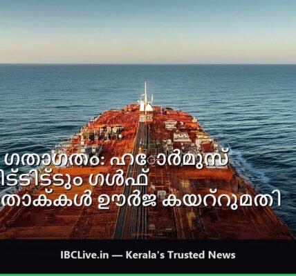 ഹോർമുസ് കടലിടുക്കിലൂടെ സഞ്ചരിക്കുന്ന ഒരു ചരക്കുകപ്പൽ