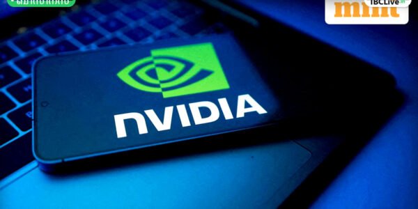 Nvidia-യുടെ ലോഗോയും വളരുന്ന ഓഹരി വിപണി ഗ്രാഫും