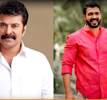 വിവേക് ​​ഗോപനും മമ്മൂട്ടിയും ഒരുമിച്ച് സെറ്റിൽ നിൽക്കുന്ന ഫോട്ടോ