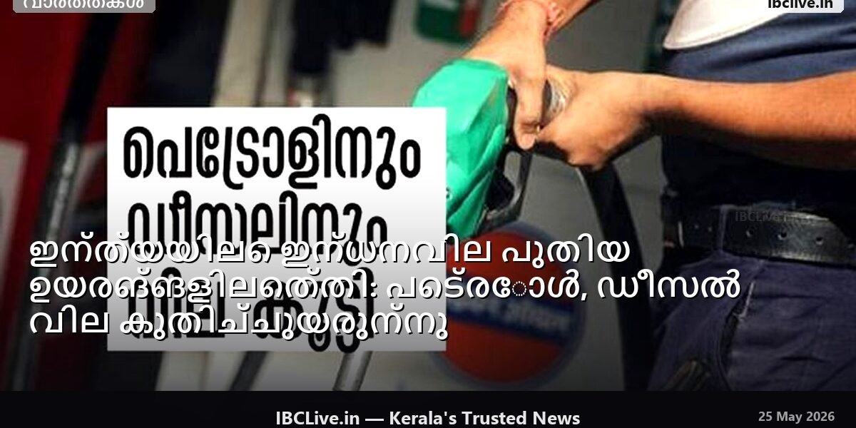 ഇന്ത്യയിലെ ഇന്ധനവിലയിലെ കുതിച്ചുചാട്ടം വ്യക്തമാക്കുന്ന ഒരു ഗ്രാഫിക്.