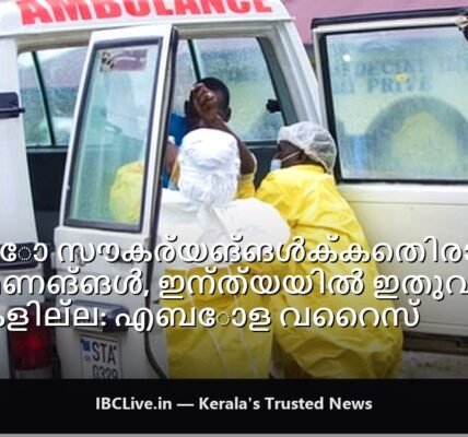 വ്യക്തിഗത സംരക്ഷണ ഉപകരണങ്ങൾ (പിപിഇ) ധരിച്ച ഒരു ആരോഗ്യ പ്രവർത്തകൻ എബോള വൈറസ് രോഗത്തിൻ്റെ ലക്ഷണങ്ങളുള്ള ഒരു രോഗിയെ പരിശോധിക്കുന്നു