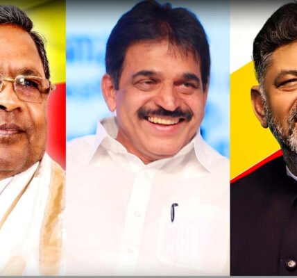 കർണാടക മുഖ്യമന്ത്രി സിദ്ധരാമയ്യയും ഉപമുഖ്യമന്ത്രി ഡി.കെ. ശിവകുമാറും കോൺഗ്രസ് അധ്യക്ഷൻ മല്ലികാർജുൻ ഖാർഗെയും രാഹുൽ ഗാന്ധിയും കെ.സി. വേണുഗോപാലും ചർച്ചയിൽ പങ്കെടുക്കുന്നു