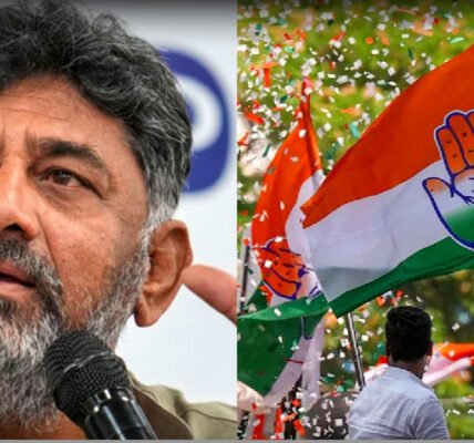 ഡികെ ശിവകുമാറിൻ്റെ ചിരിക്കുന്ന ചിത്രം. കർണാടക മുഖ്യമന്ത്രി പദത്തിലേക്ക് അദ്ദേഹത്തെ നിയമിക്കാൻ സാധ്യതയുണ്ട്.