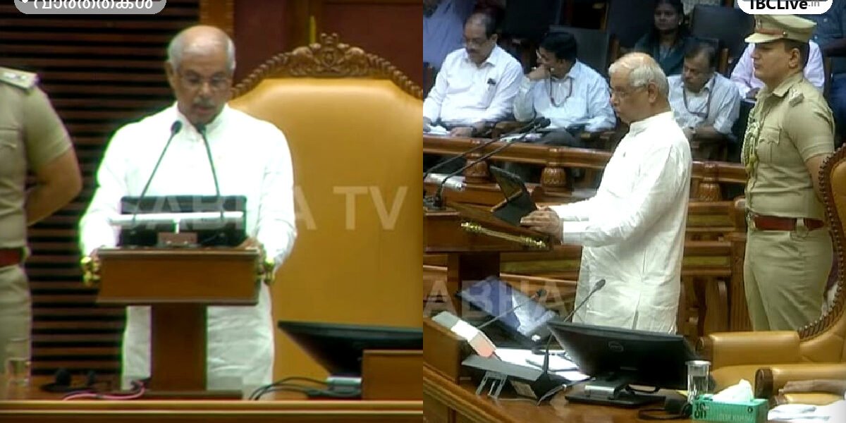 കേരള നിയമസഭയുടെ മന്ദിരത്തിൽ ഗവർണർ രാജേന്ദ്ര ആർലേക്കർ പ്രസംഗിക്കുന്നു