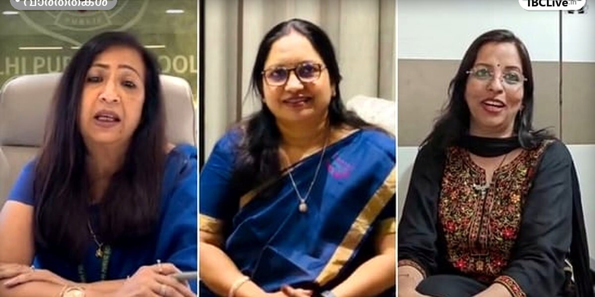 സ്കൂൾ പ്രിൻസിപ്പൽ വീഡിയോ കോൺഫറൻസിലൂടെ സംസാരിക്കുന്ന ചിത്രം.