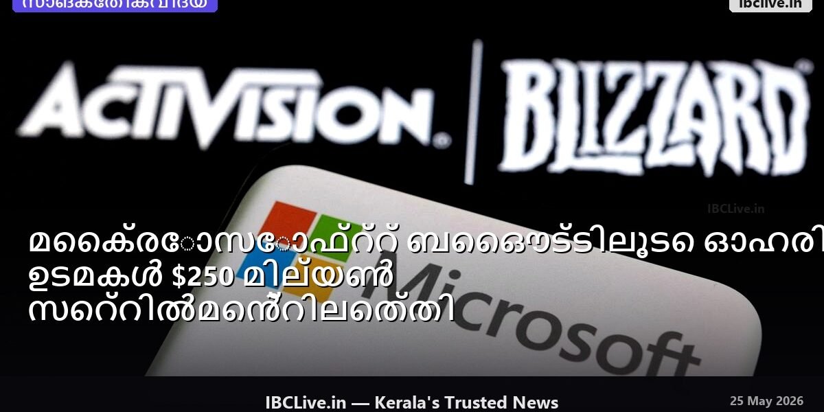 മൈക്രോസോഫ്റ്റ് ലോഗോ പൊതിഞ്ഞ ആക്ടിവിഷൻ ബ്ലിസാർഡ് ലോഗോ
