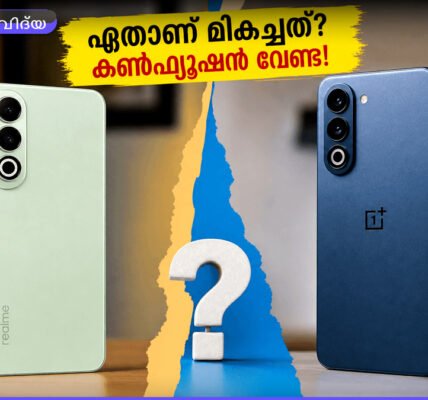 റിയൽമി 16T-യും വൺപ്ലസ് നോർഡ് CE 6-ഉം അടുത്തടുത്ത് വെച്ചിരിക്കുന്നു